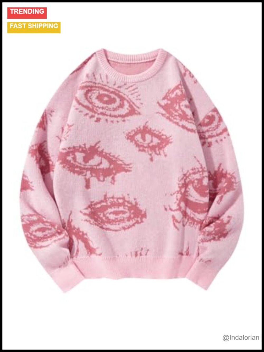 Gothic Grunge Knit Pullover Graphic Sweater Halloween Oversized Long Sleeve
